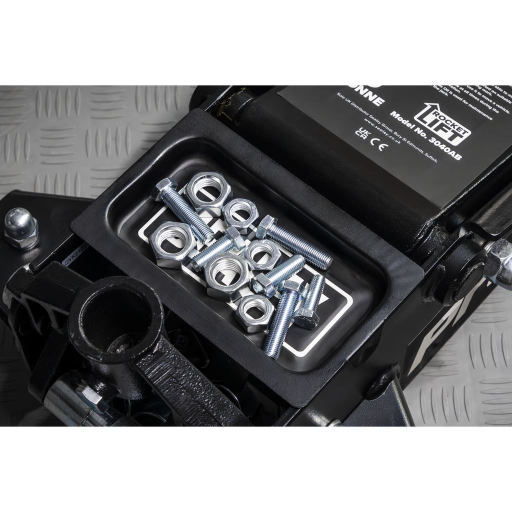 Low Profile Trolley Jack with Rocket Lift 3 Tonne - Black 3040AB