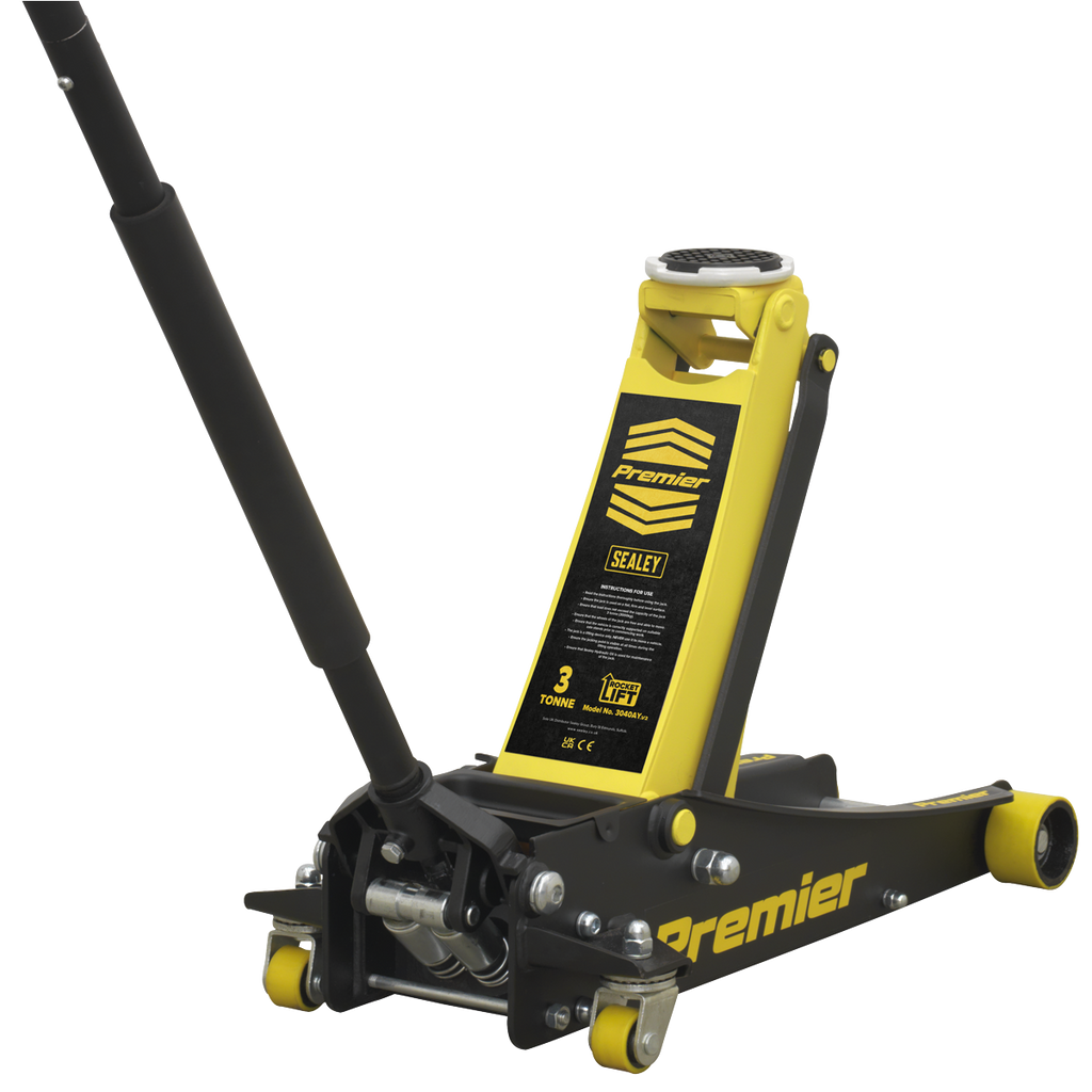 Low Profile Trolley Jack with Rocket Lift 3 Tonne - Yellow 3040AY
