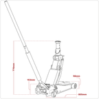 Low Profile 2 Tonne High Lift 3 Tonne Trolley Jack with Rocket Lift 3200LEHL