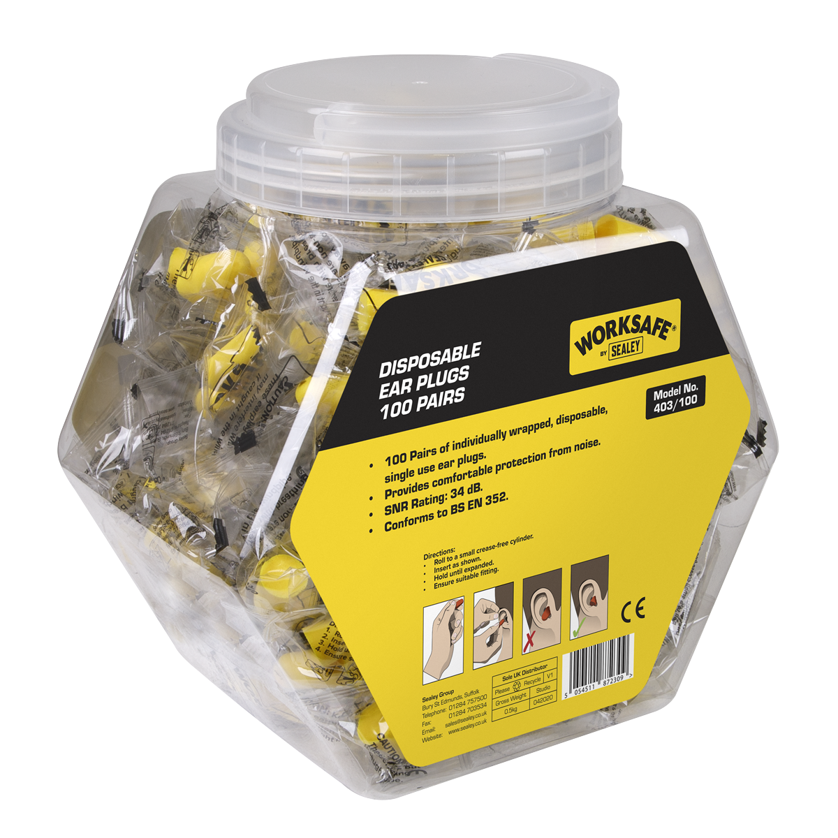 Disposable Ear Plugs - 100 Pairs 403/100