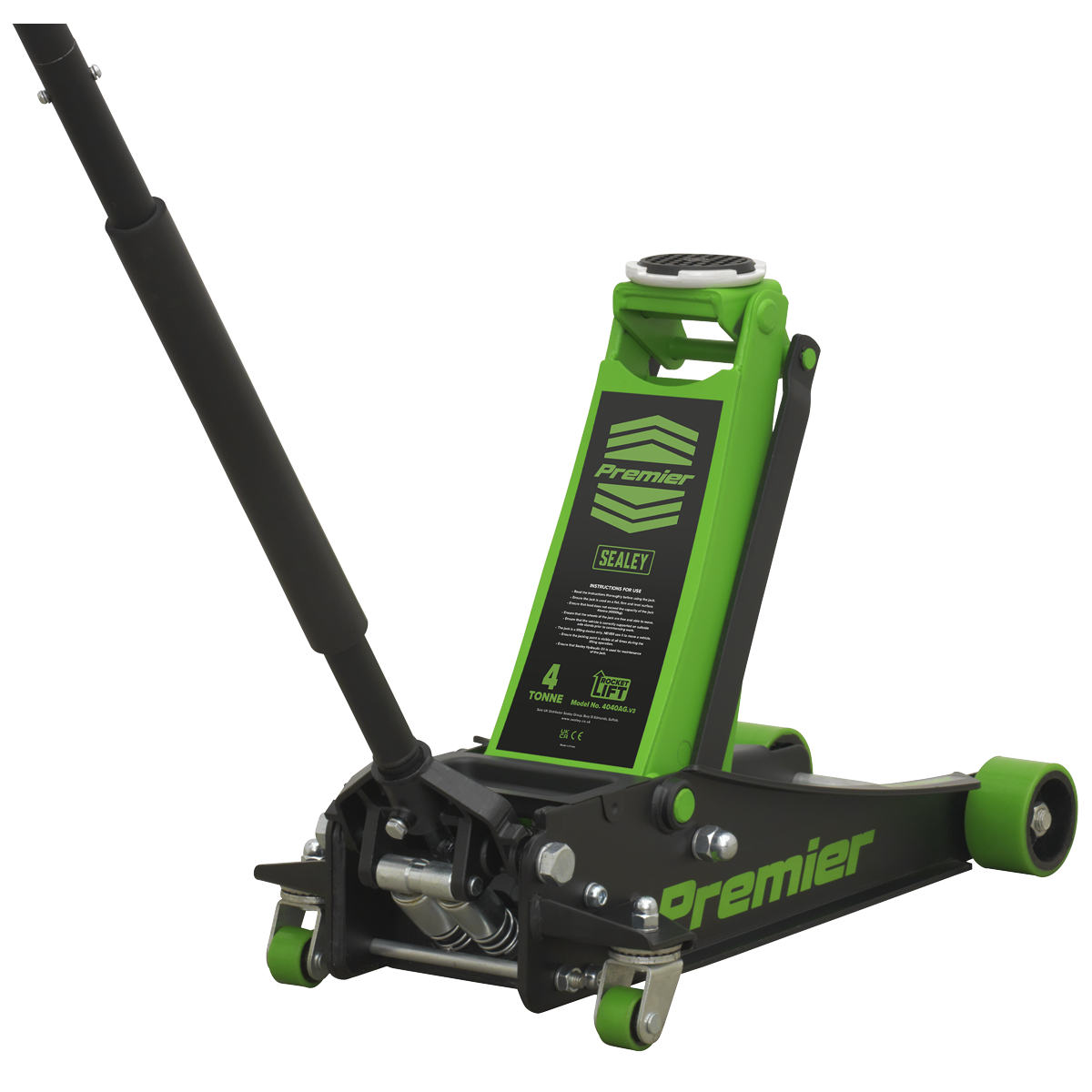 Low Profile Trolley Jack with Rocket Lift 4 Tonne - Green 4040AG