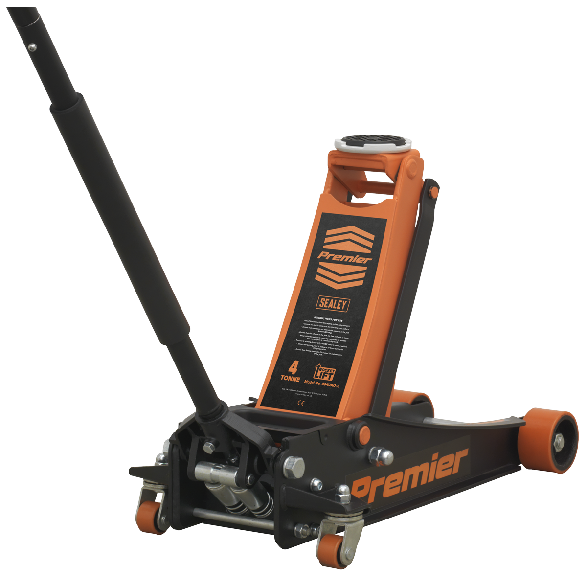 Low Profile Trolley Jack with Rocket Lift 4 Tonne - Orange 4040AO