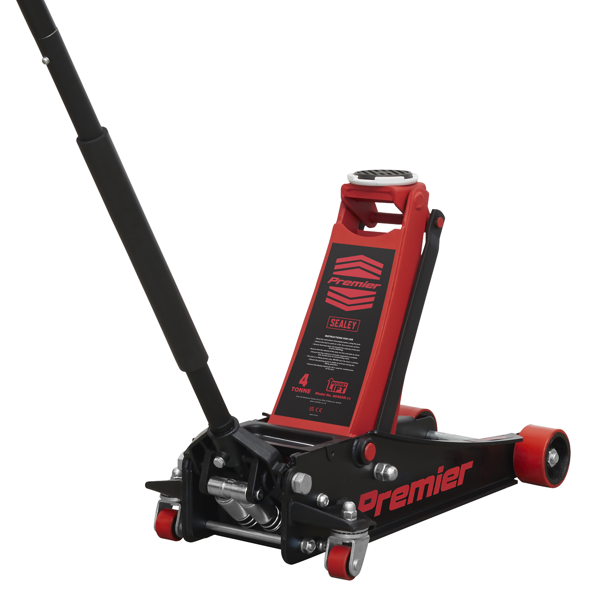 Low Profile Trolley Jack with Rocket Lift 4 Tonne - Red 4040AR