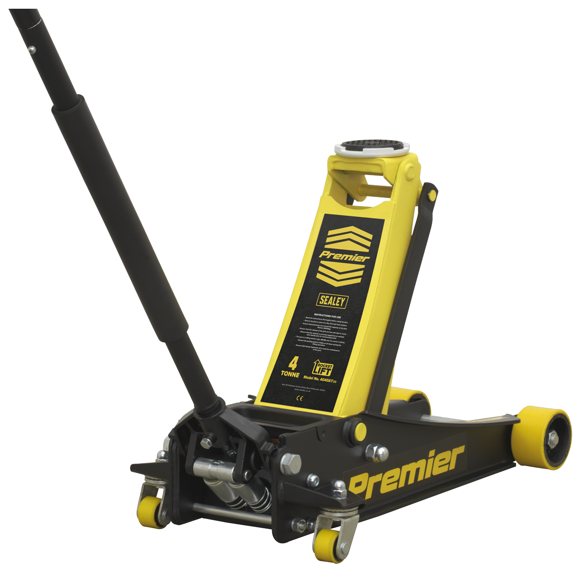 Low Profile Trolley Jack with Rocket Lift 4 Tonne - Yellow 4040AY