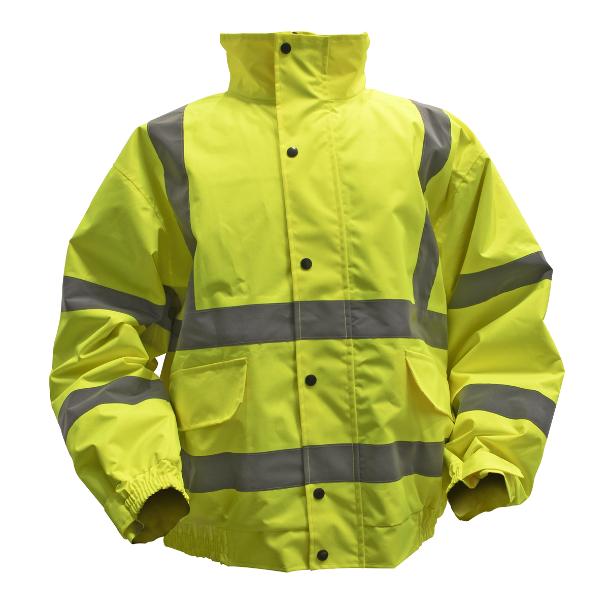 Hi-Vis Yellow Jacket with Quilted Lining, Elasticated Waist & Cuffs - Large 802L