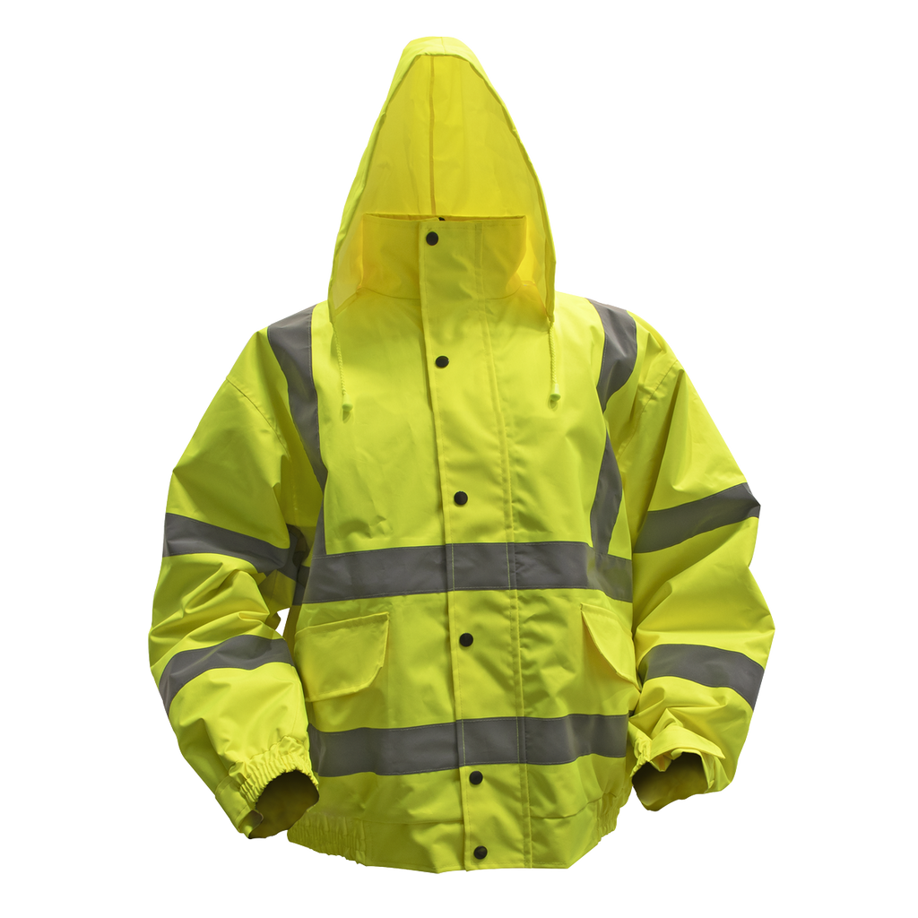Hi-Vis Yellow Jacket with Quilted Lining, Elasticated Waist & Cuffs - Large 802L