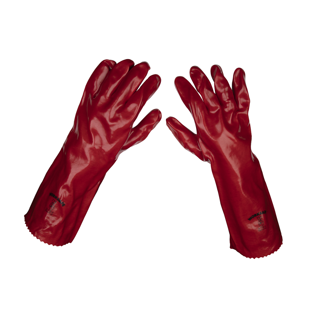 PVC Gauntlets 450mm, Red - Pack of 12 Pairs 2635195