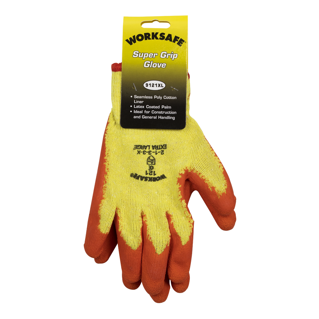 Super Grip Knitted Gloves with Latex Palm, X-Large - Pair 9121XL