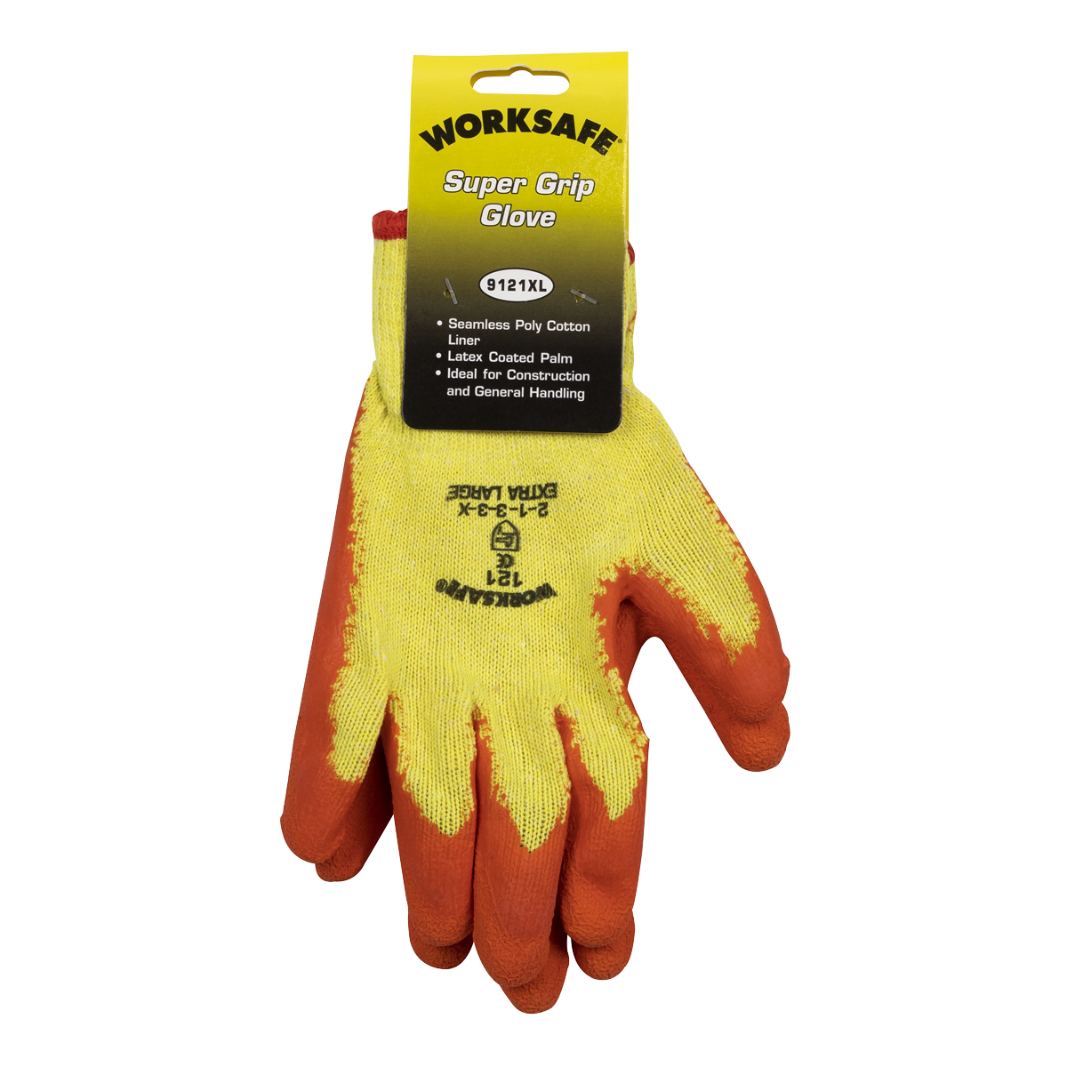 Super Grip Knitted Gloves with Latex Palm, X-Large - Pair 9121XL