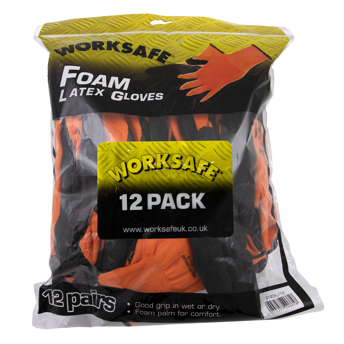 Foam Latex Gloves, X-Large - Pack of 12 Pairs 9140XL/12