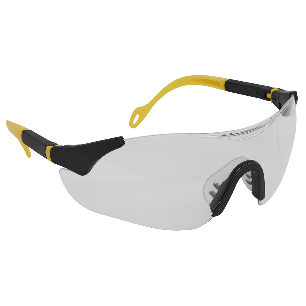 Sports Style Clear Safety Glasses with Adjustable Arms 9208