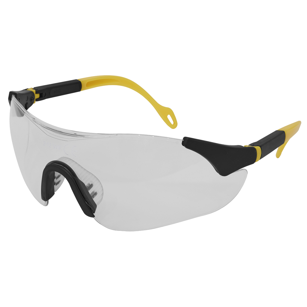 Sports Style Clear Safety Glasses with Adjustable Arms 9208