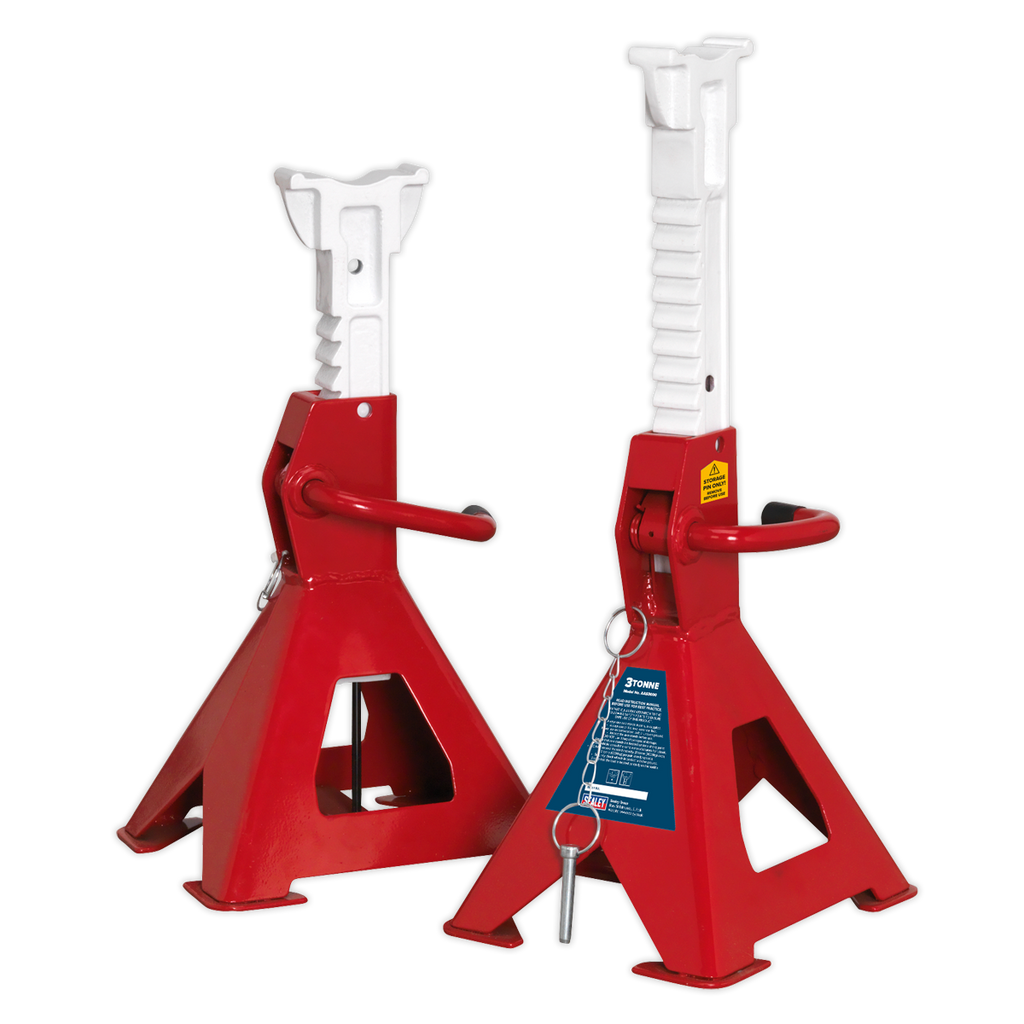 Auto Rise Ratchet Axle Stands (Pair) 3 Tonne Capacity per Stand AAS3000