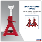Auto Rise Ratchet Axle Stands (Pair) 3 Tonne Capacity per Stand AAS3000
