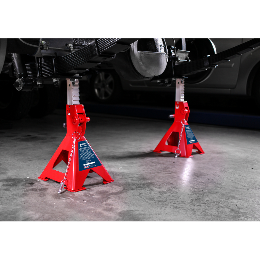 Auto Rise Ratchet Axle Stands (Pair) 3 Tonne Capacity per Stand AAS3000