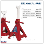 Auto Rise Ratchet Axle Stands (Pair) 5 Tonne Capacity per Stand AAS5000