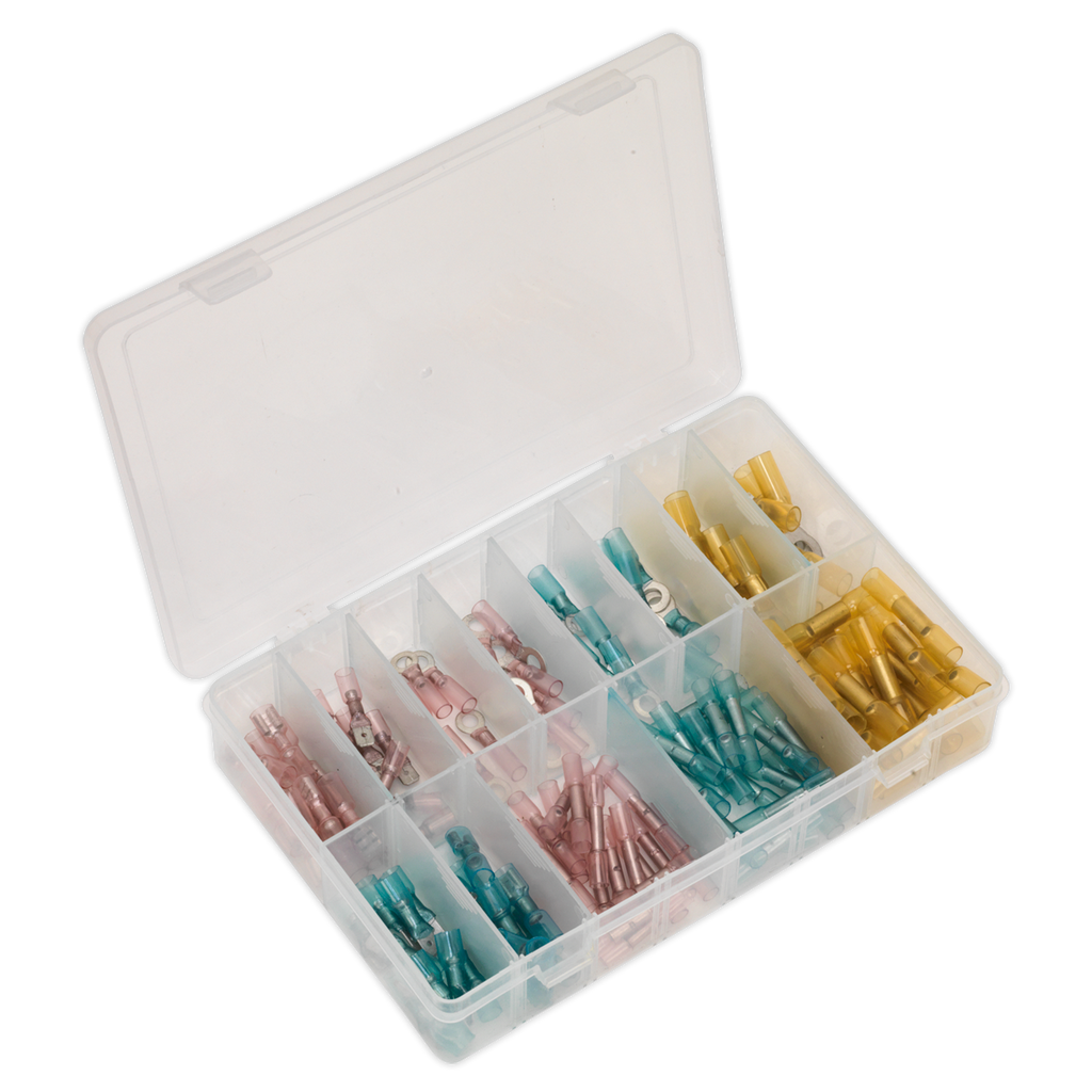 Adhesive Lined Heat Shrink Terminal Assortment 142pc - Blue, Red & Yellow AB037HT