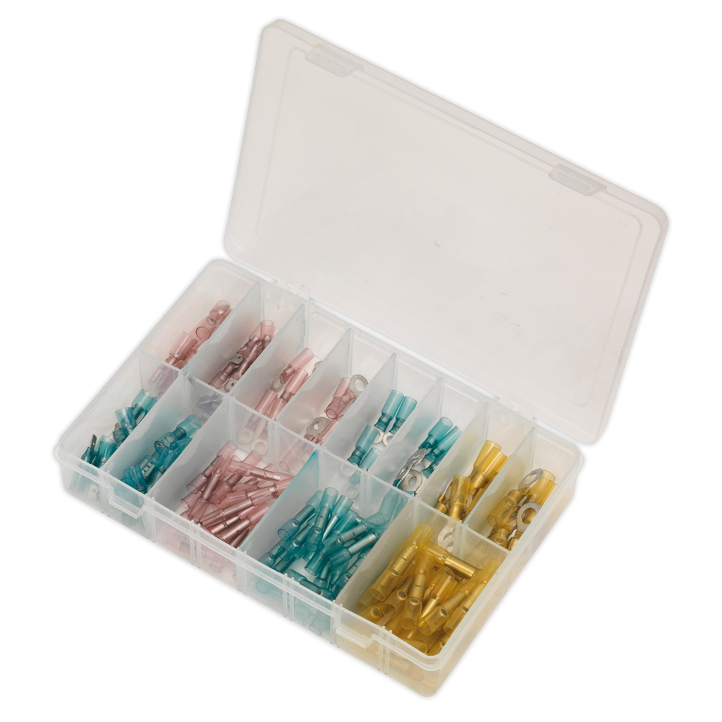 Adhesive Lined Heat Shrink Terminal Assortment 142pc - Blue, Red & Yellow AB037HT
