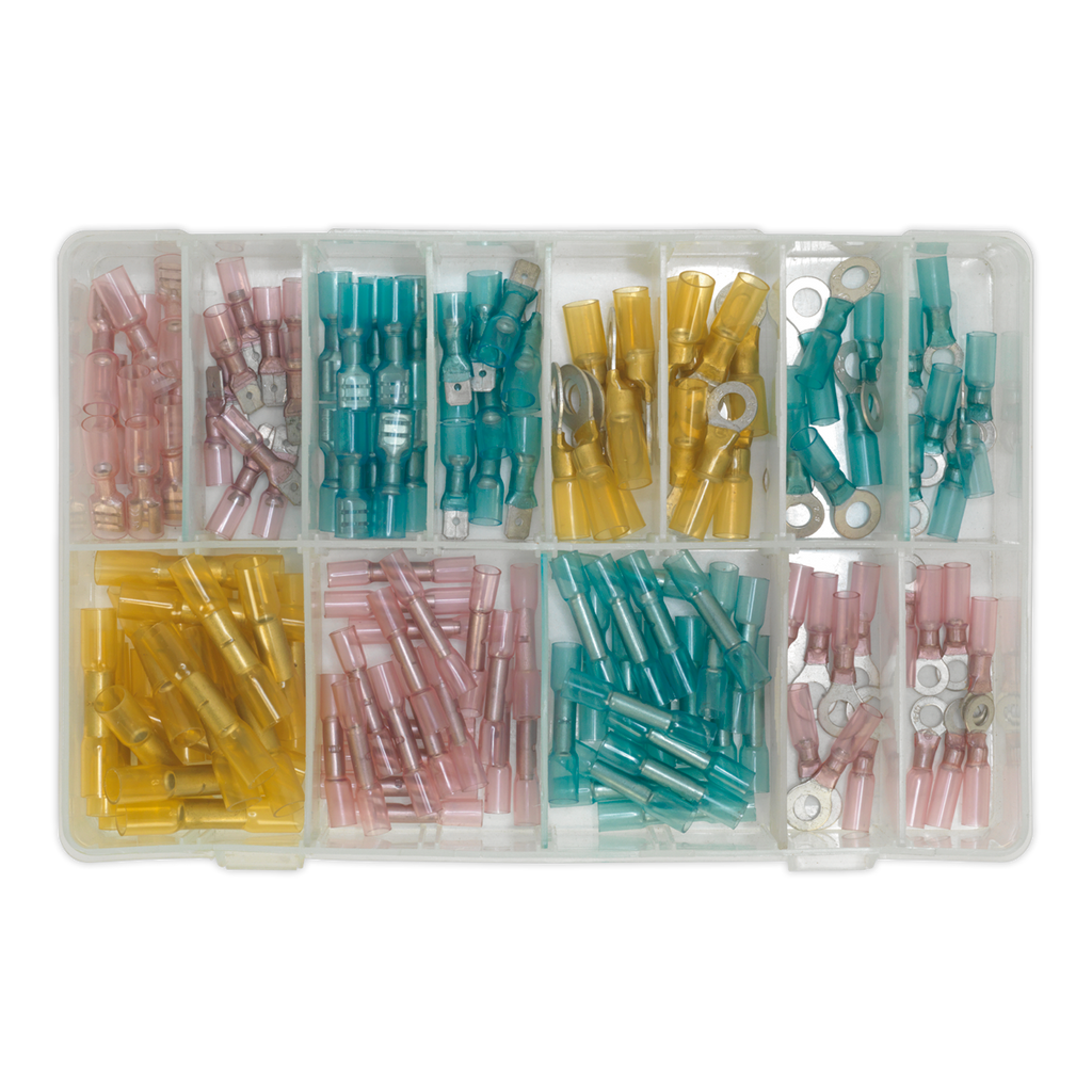 Adhesive Lined Heat Shrink Terminal Assortment 142pc - Blue, Red & Yellow AB037HT