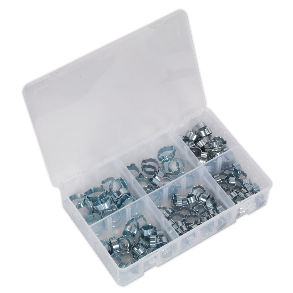 Zinc Plated O-Clip Double Ear Assortment 140pc AB044DE