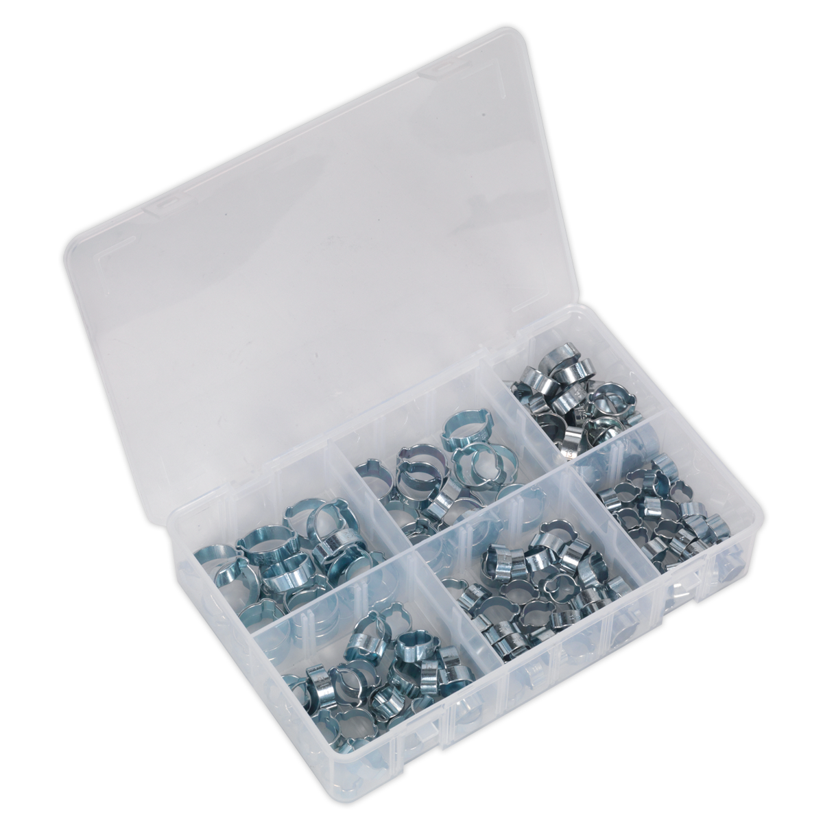 Zinc Plated O-Clip Double Ear Assortment 140pc AB044DE