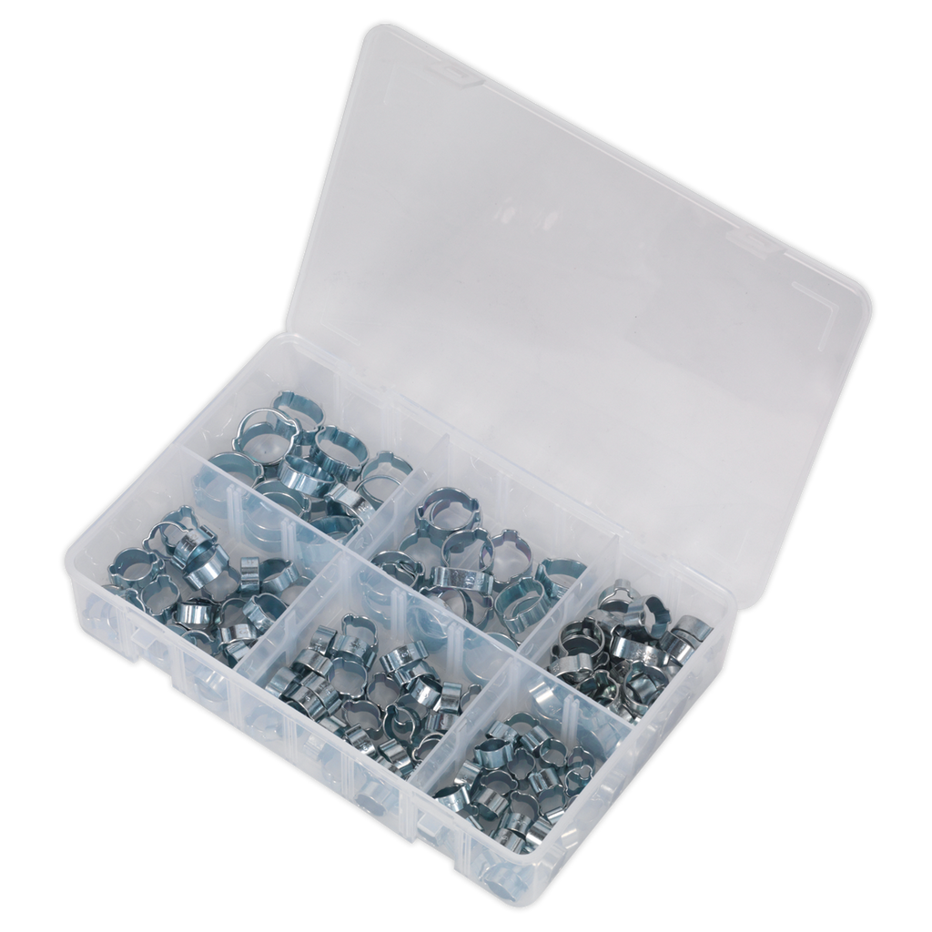 Zinc Plated O-Clip Double Ear Assortment 140pc AB044DE