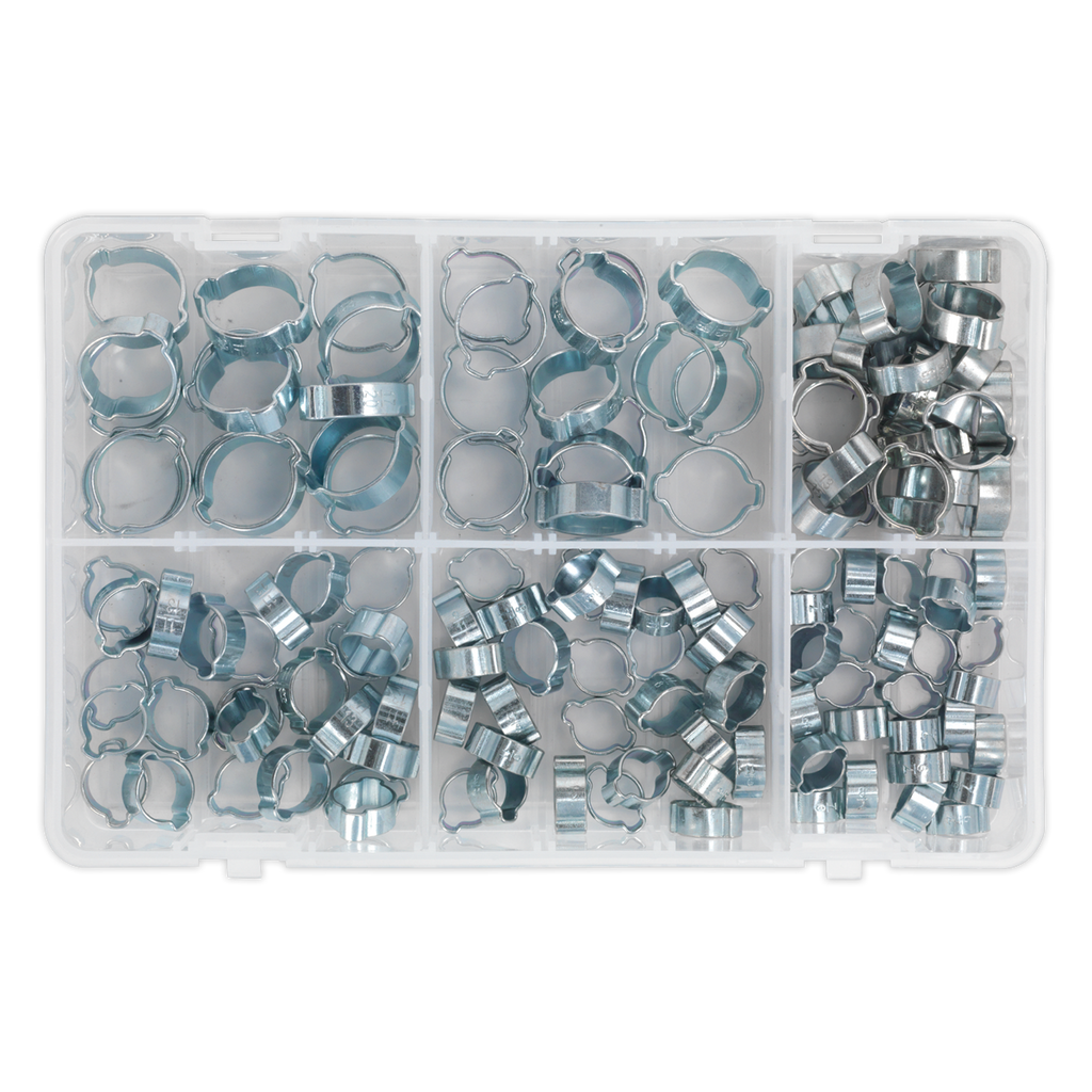 Zinc Plated O-Clip Double Ear Assortment 140pc AB044DE