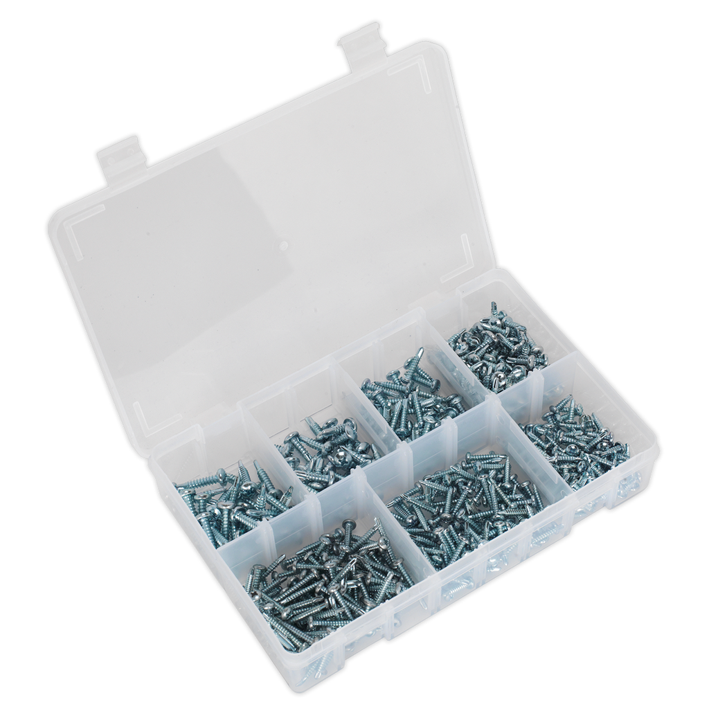 Zinc Plated Self-Drilling Pan Head Phillips Screw Assortment 500pc AB060SDS