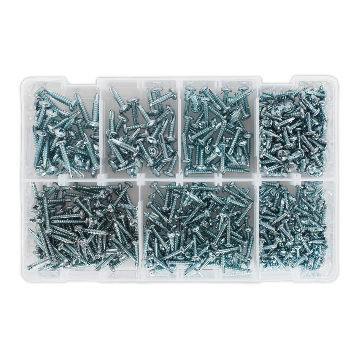 Zinc Plated Self-Drilling Pan Head Phillips Screw Assortment 500pc AB060SDS