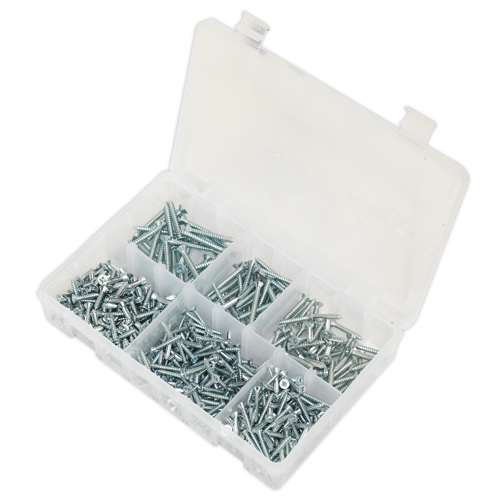 Zinc Plated Self-Tapping Countersunk Pozi Screw Assortment 510pc - DIN 7982 AB062STCS