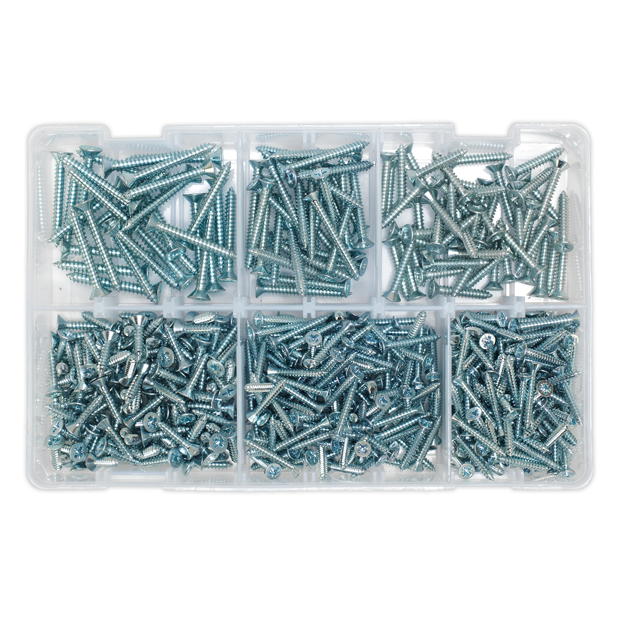 Zinc Plated Self-Tapping Countersunk Pozi Screw Assortment 510pc - DIN 7982 AB062STCS