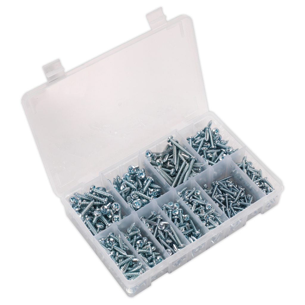 Zinc Plated Self-Tapping Pan Head Pozi Screw Assortment 700pc - DIN 7981CZ AB063STPH