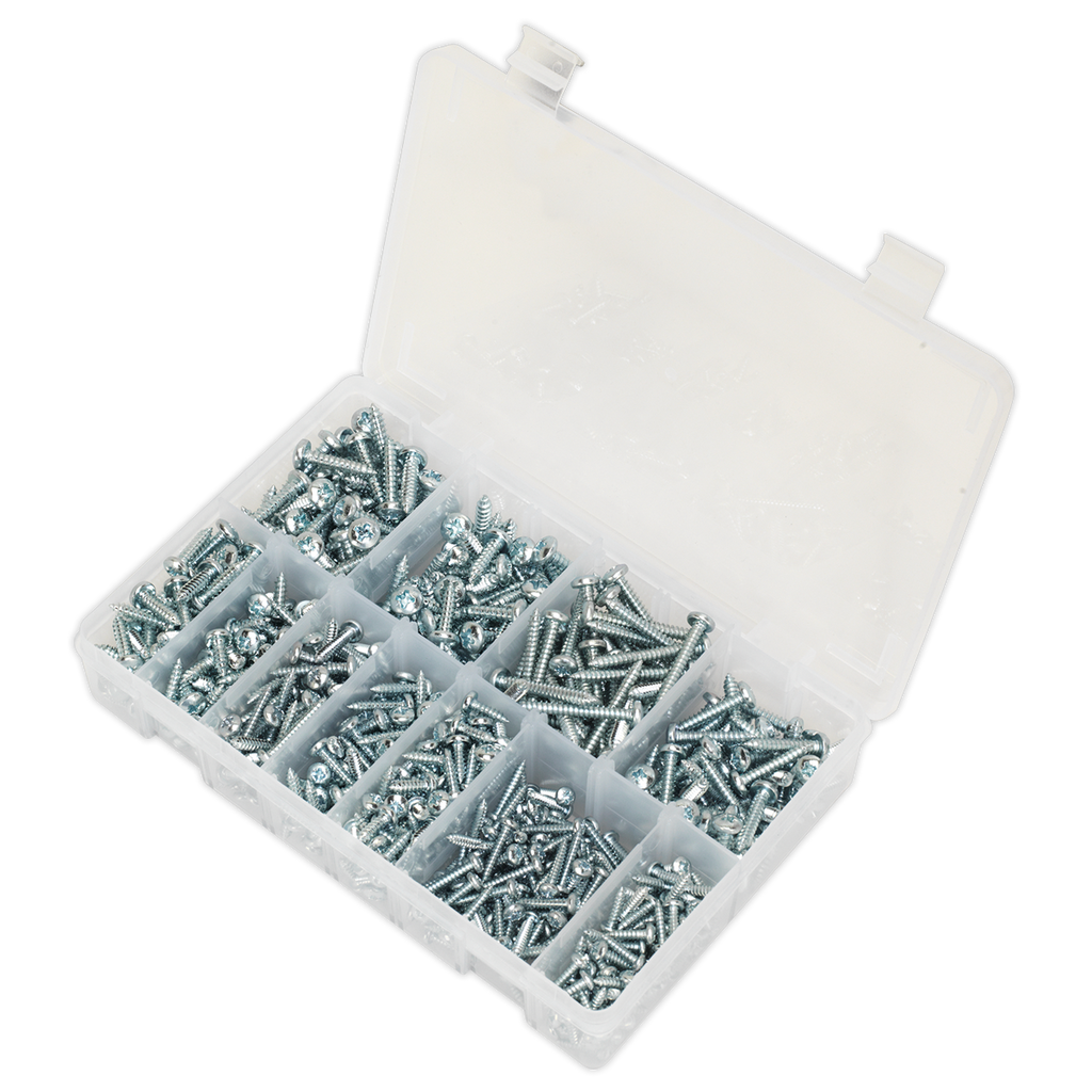 Zinc Plated Self-Tapping Pan Head Pozi Screw Assortment 700pc - DIN 7981CZ AB063STPH