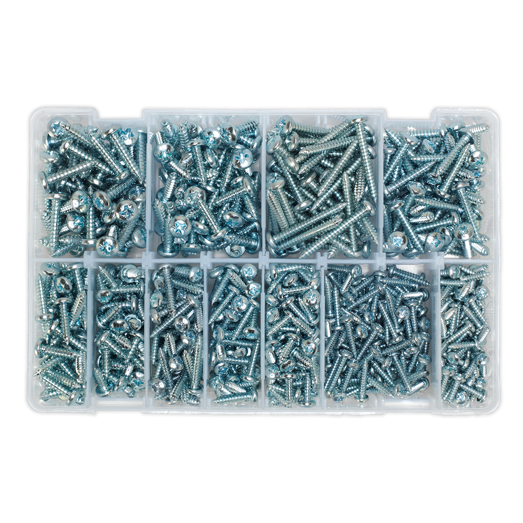 Zinc Plated Self-Tapping Pan Head Pozi Screw Assortment 700pc - DIN 7981CZ AB063STPH