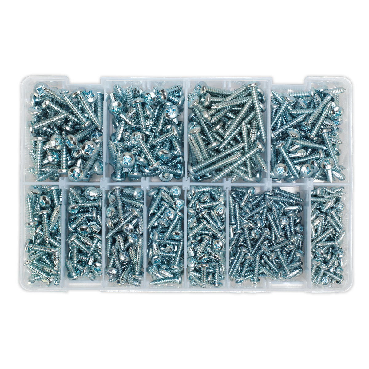 Zinc Plated Self-Tapping Pan Head Pozi Screw Assortment 700pc - DIN 7981CZ AB063STPH