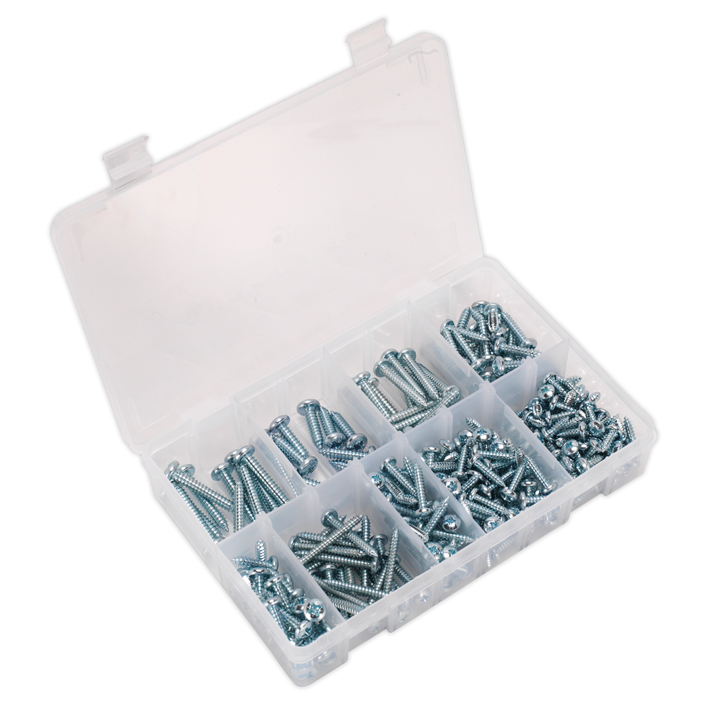 Zinc Plated Self-Tapping Pan Head Pozi Screw Assortment 305pc - DIN 7981CZ AB064STPP