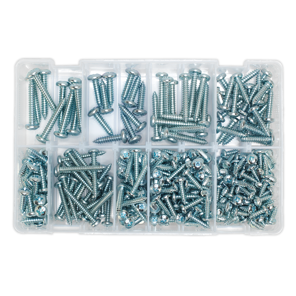 Zinc Plated Self-Tapping Pan Head Pozi Screw Assortment 305pc - DIN 798CZ AB064STPP