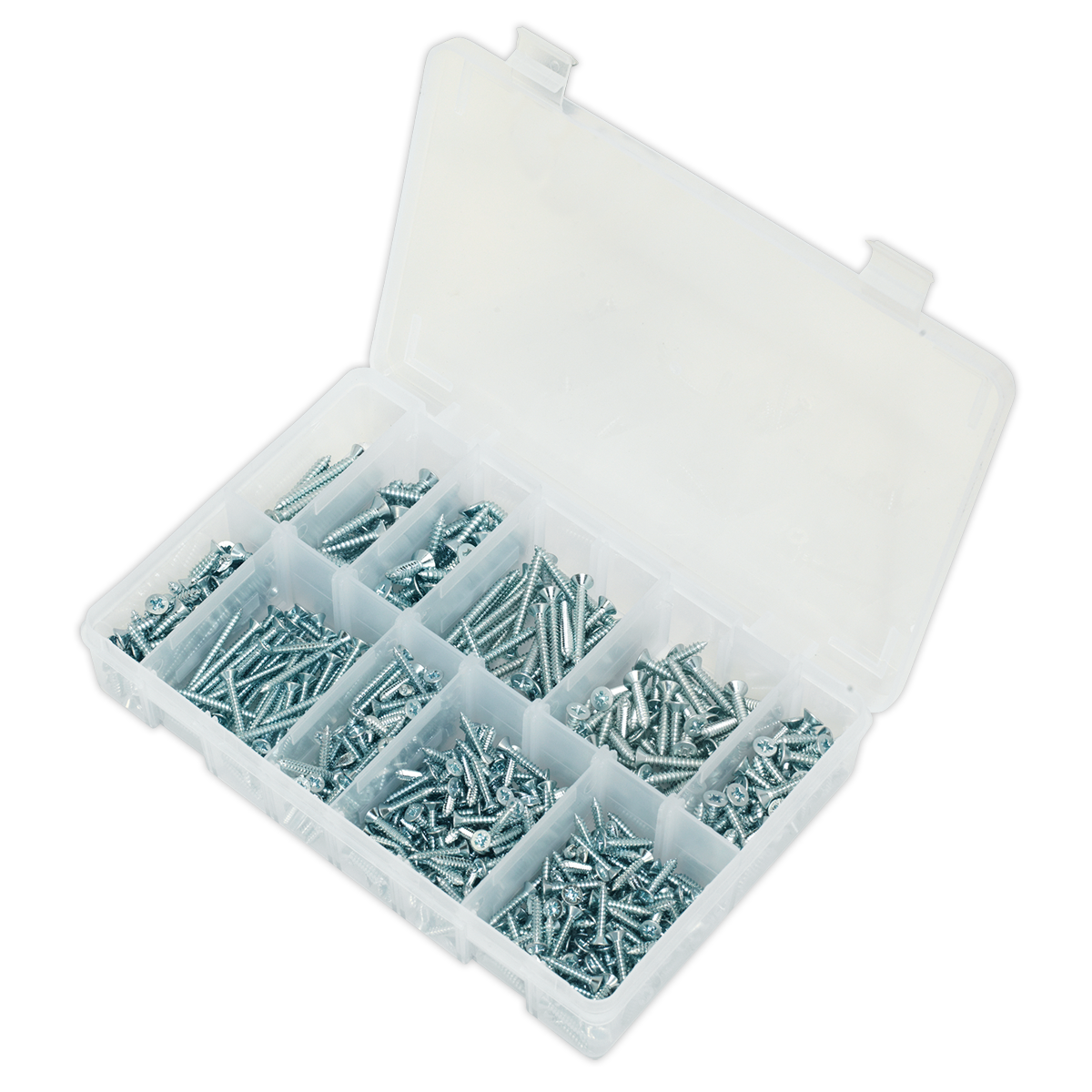 Zinc Plated Self-Tapping Countersunk Pozi Screw Assortment 600pc AB065STCP
