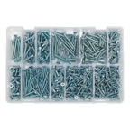 Zinc Plated Self-Tapping Countersunk Pozi Screw Assortment 600pc AB065STCP