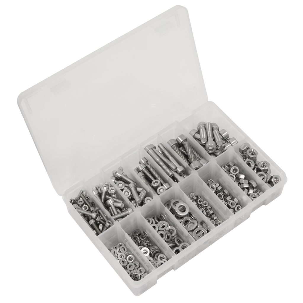 Stainless Steel Hex Socket Bolt, Washer & Nut Assortment 710pcs AB0710SS