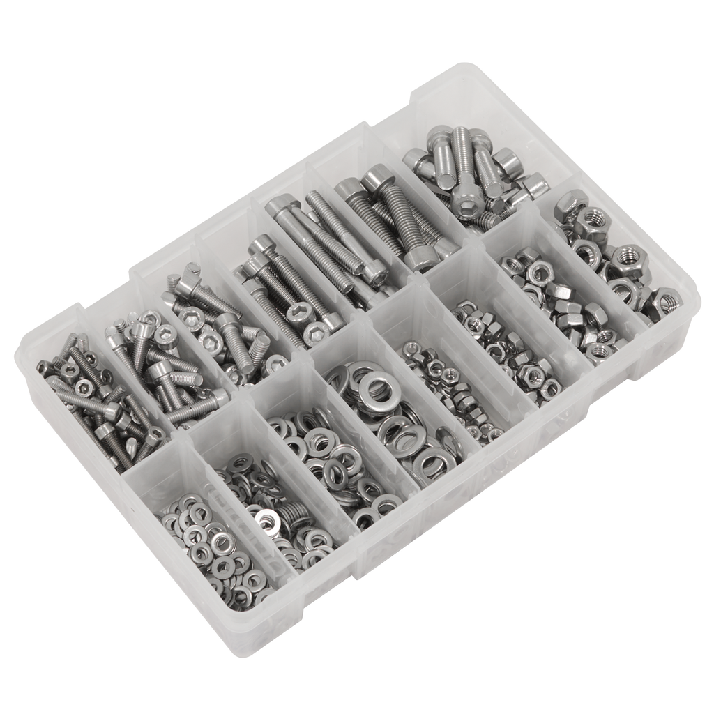Stainless Steel Hex Socket Bolt, Washer & Nut Assortment 710pcs AB0710SS