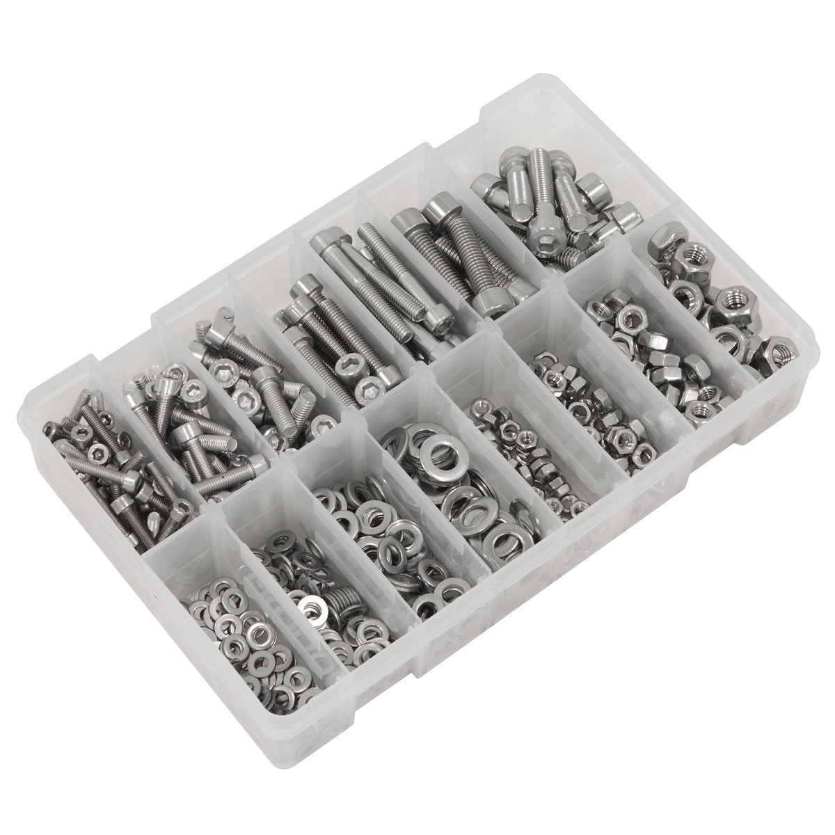 Stainless Steel Hex Socket Bolt, Washer & Nut Assortment 710pcs AB0710SS