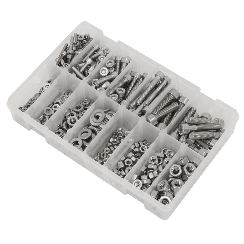 Stainless Steel Hex Socket Bolt, Washer & Nut Assortment 710pcs AB0710SS