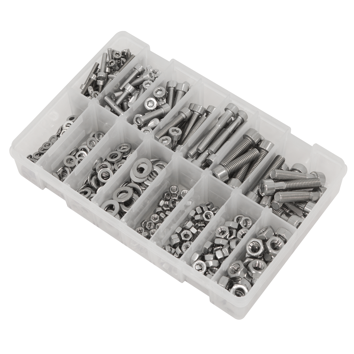 Stainless Steel Hex Socket Bolt, Washer & Nut Assortment 710pcs AB0710SS