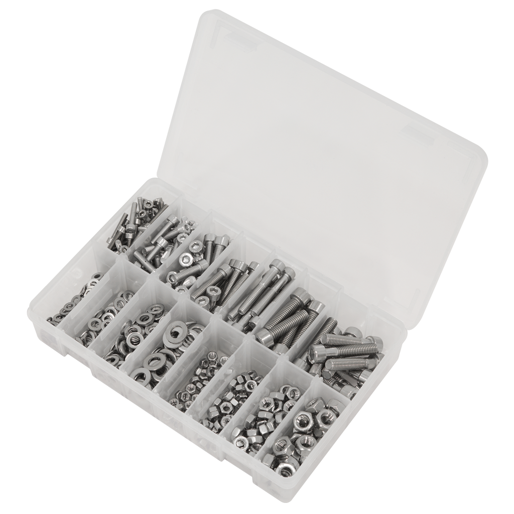Stainless Steel Hex Socket Bolt, Washer & Nut Assortment 710pcs AB0710SS