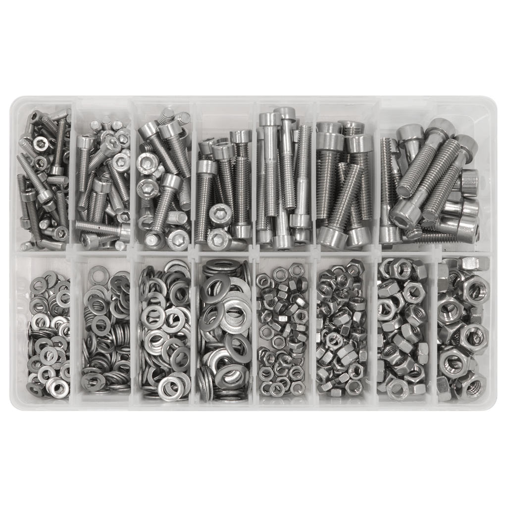 Stainless Steel Hex Socket Bolt, Washer & Nut Assortment 710pcs AB0710SS