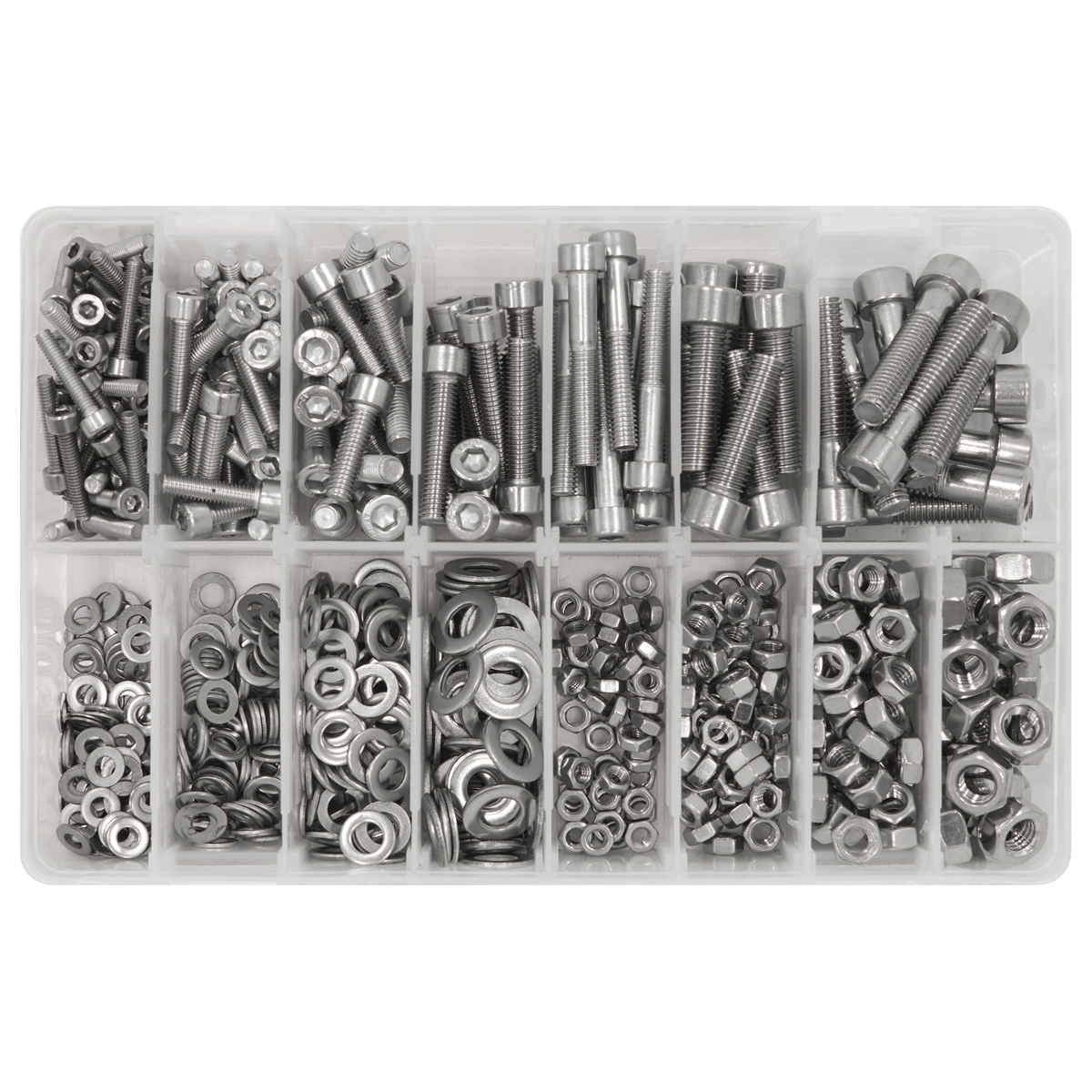 Stainless Steel Hex Socket Bolt, Washer & Nut Assortment 710pcs AB0710SS