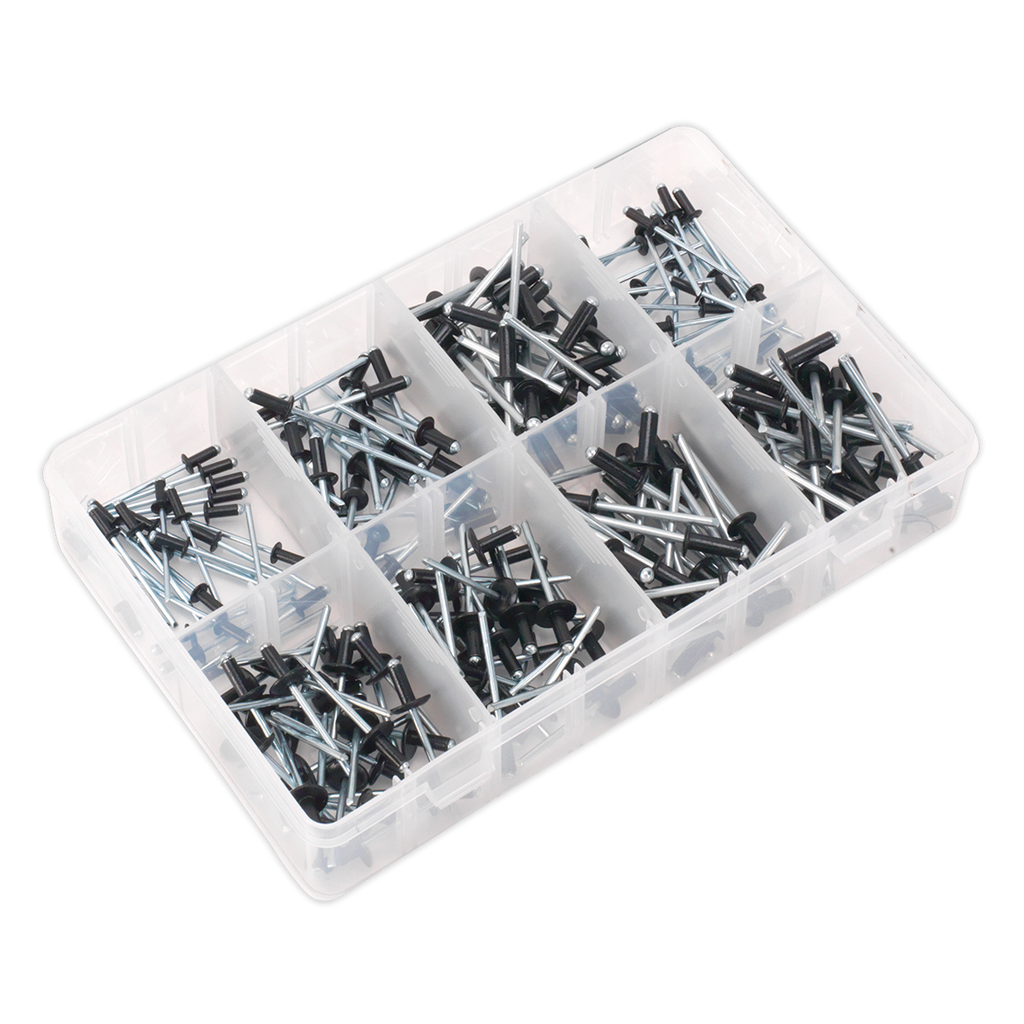 Black Anodised Rivet Assortment 200pc AB074BR