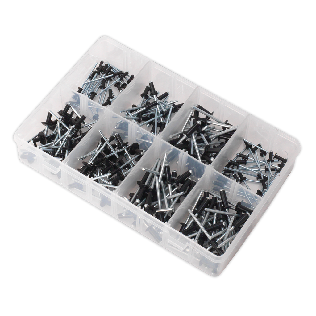 Black Anodised Rivet Assortment 200pc AB074BR
