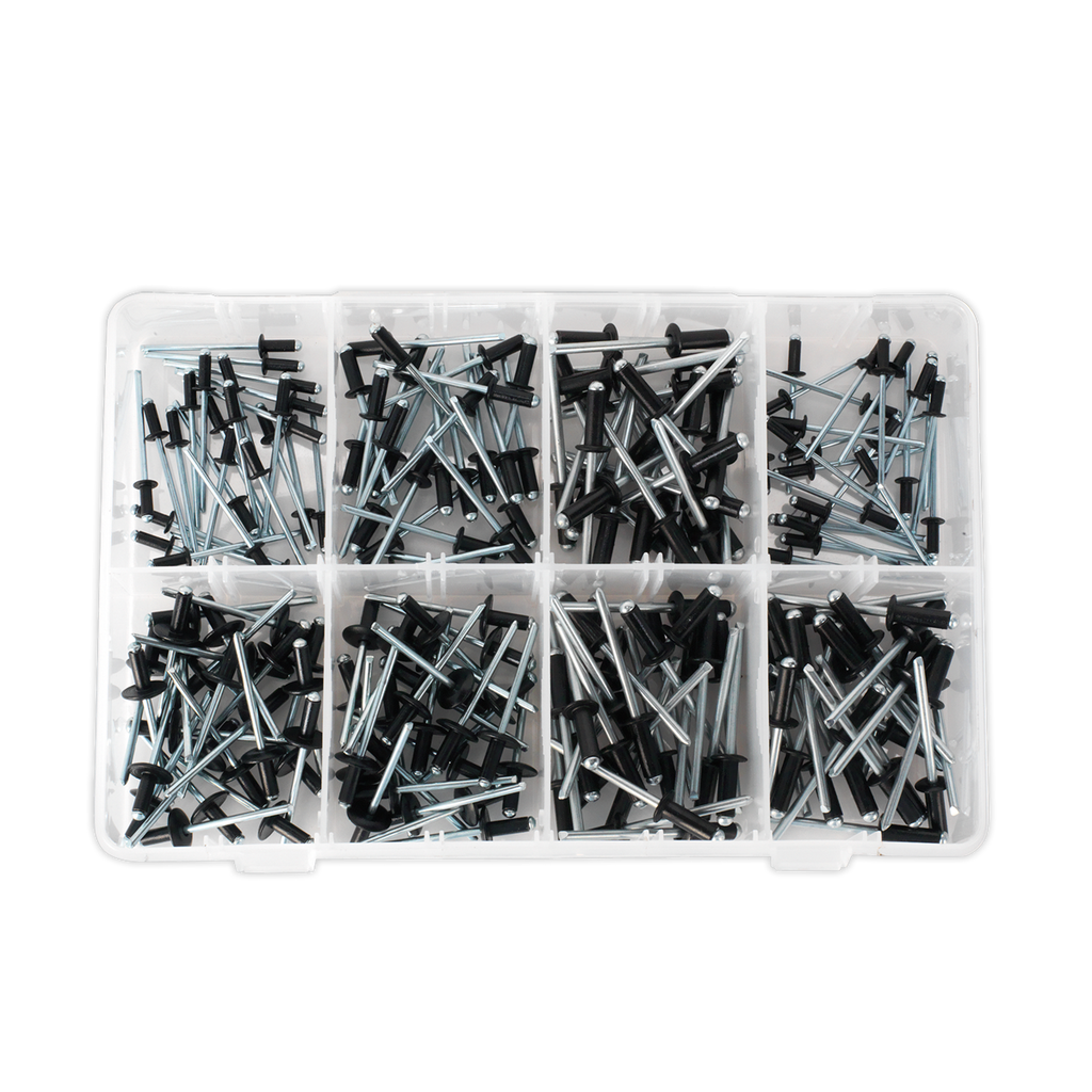 Black Anodised Rivet Assortment 200pc AB074BR